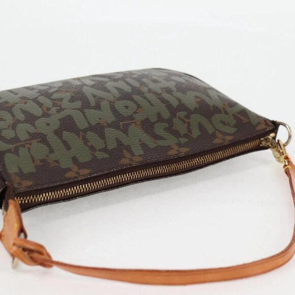 LOUIS VUITTON Monogram Graffiti Pochette Pouch Khaki - Picture 8 of 16